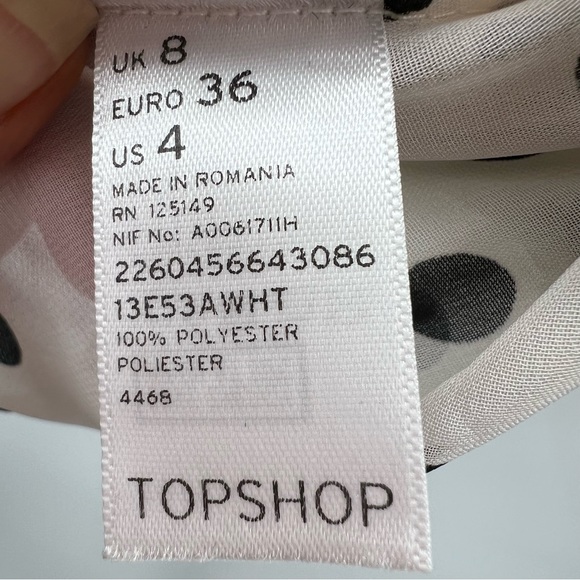 Top Shop sheer black and white polka dot blouse ladies size 4. - Picture 7 of 7